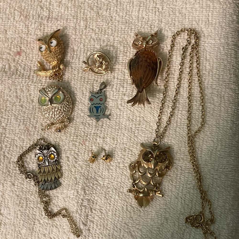 Owl Brooches, Necklaces & Earrings